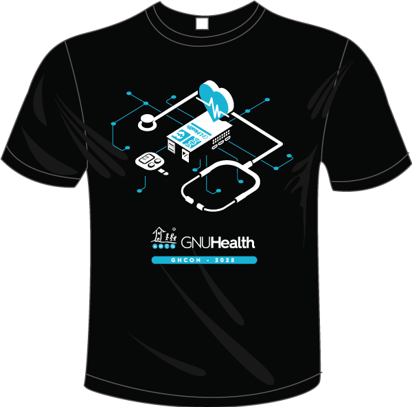 GNU Health Conference 2025 official t-shirt